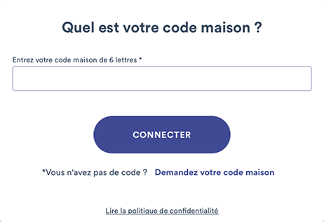 Fenêtre pour renseigner le code individuel de l’enfant